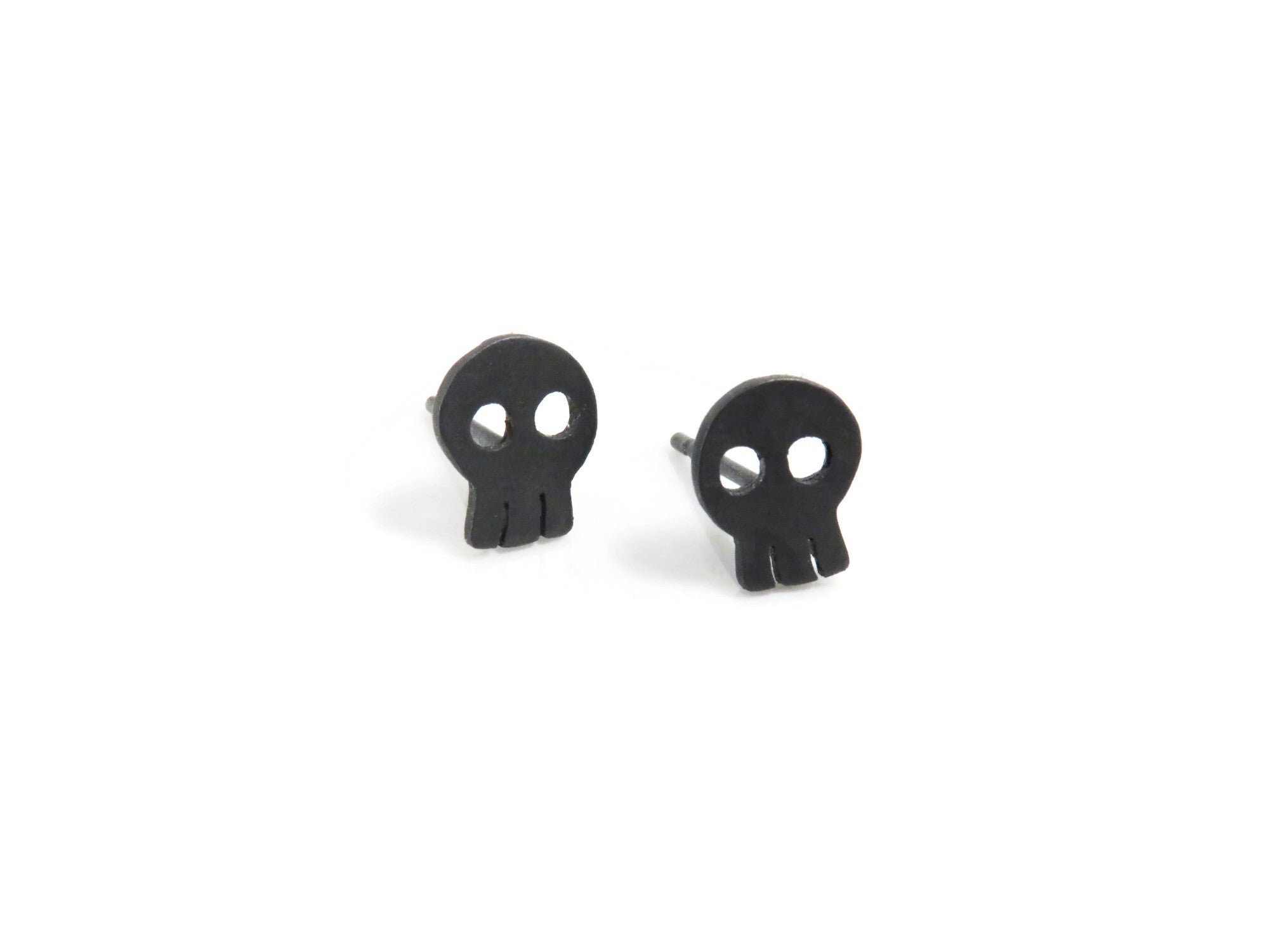 Tiny Skulls Oxidized Silver Stud Earrings