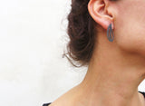 Botanical Oxidized Silver Stud Earrings | KimyaJoyas