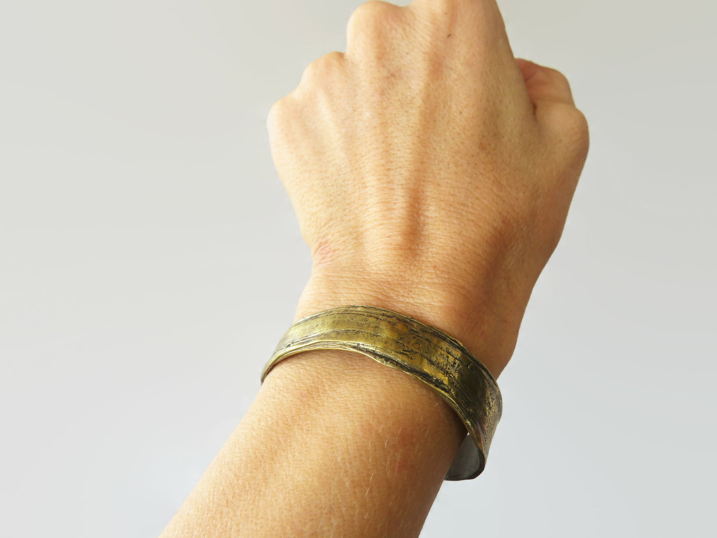 Bronze Cuff Bracelet with Organic Shapes
