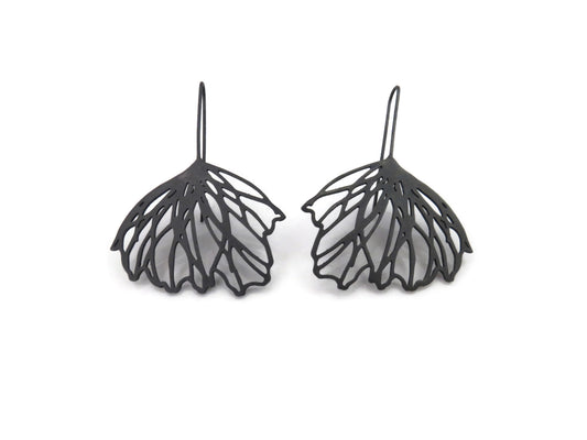 Floral Large Oxidized Silver Earrings