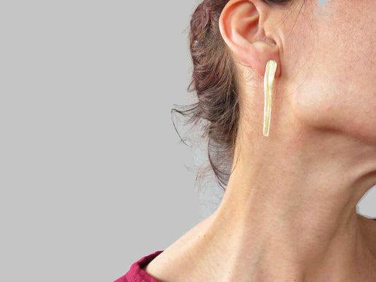 Gold Plated Organic Silver Stud Earrings