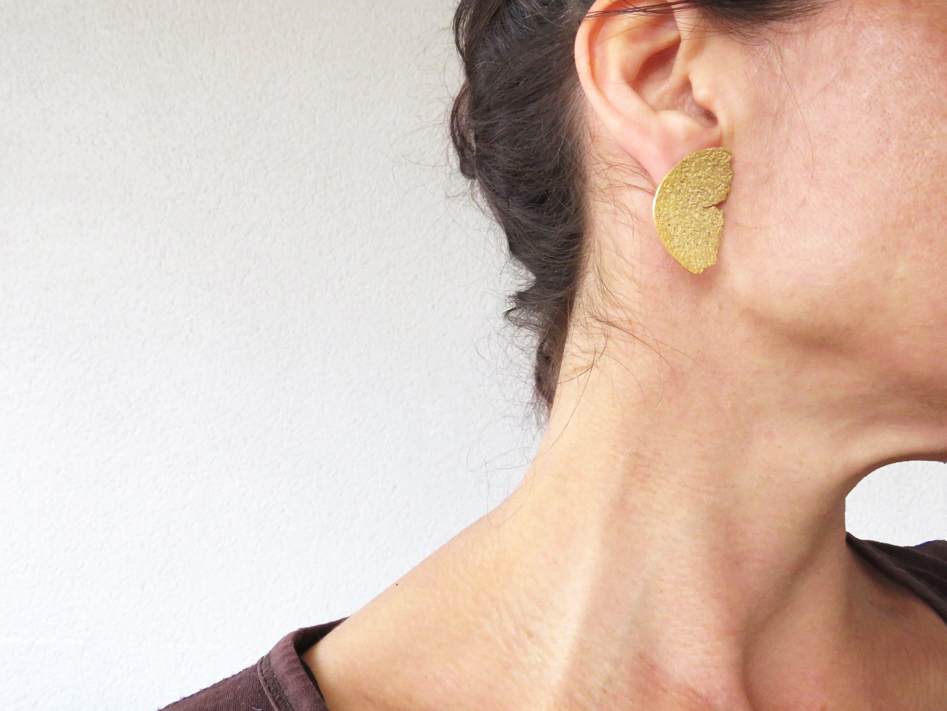 Gold Plated Silver Earrings with Rustic Texture