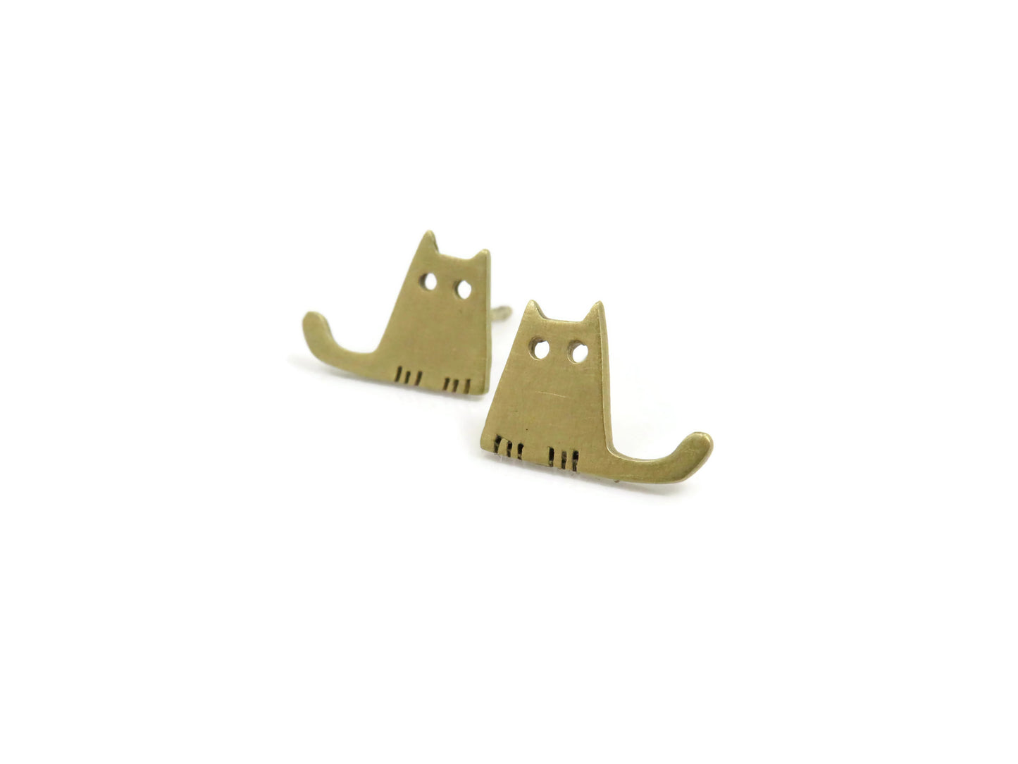 Gold Plated Silver Tiny Kitty Earrings
