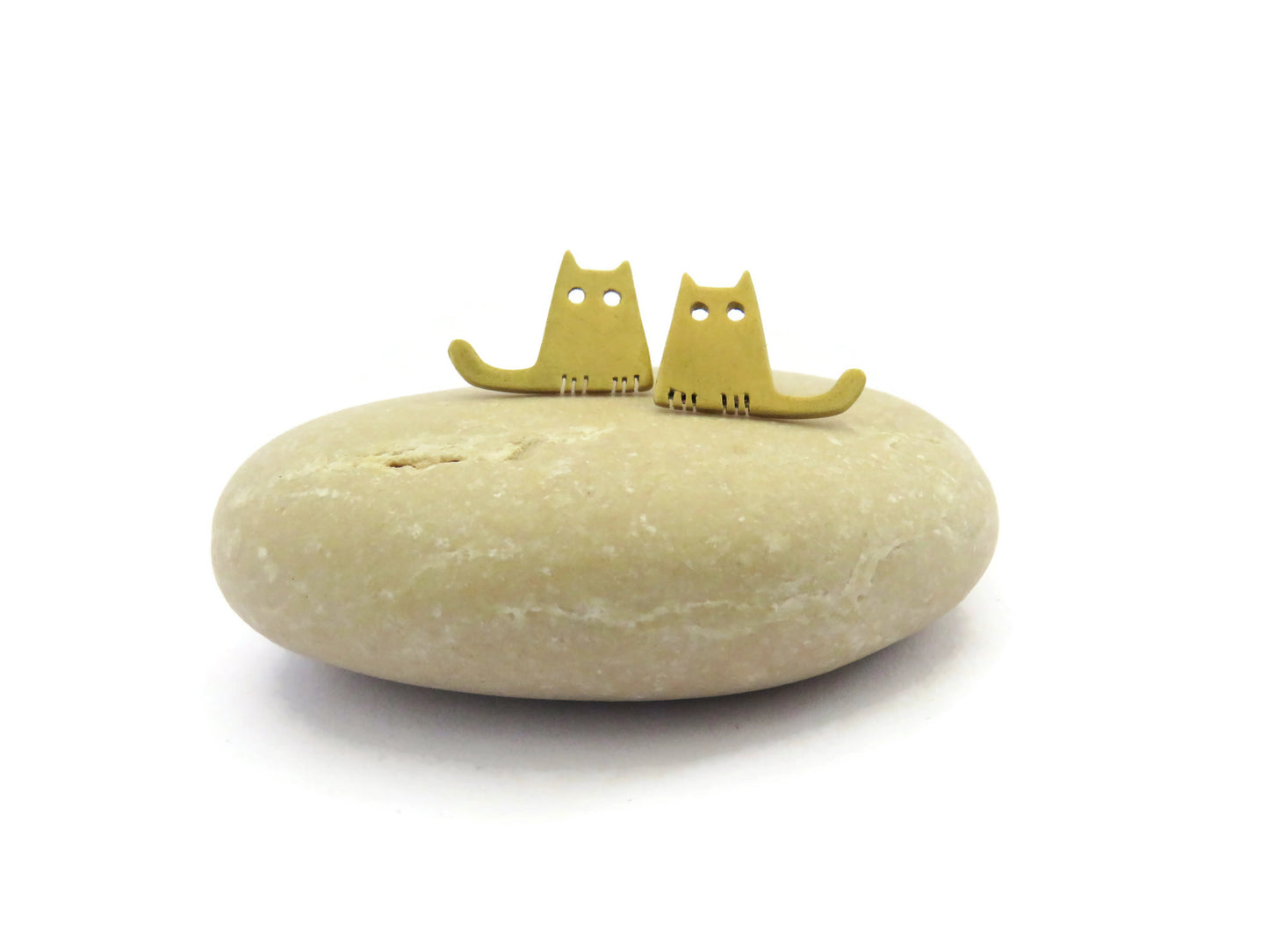 Gold Plated Silver Tiny Kitty Earrings