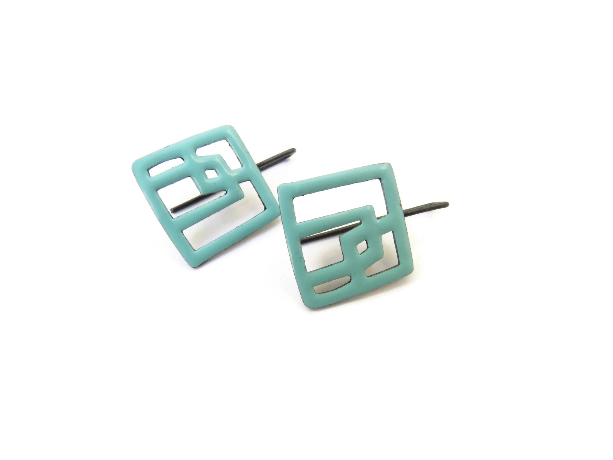 Enameled Turquoise Dangle Earrings | KimyaJoyas