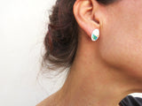 Small Oval Enameled Silver Stud Earrings | KimyaJoyas