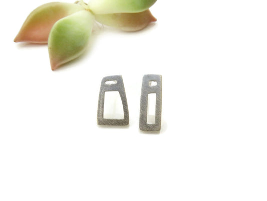 Mismatched Matte Silver Stud Earrings | KimyaJoyas