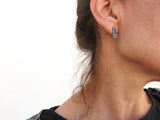 Black Silver Unmatched Stud Earrings | KimyaJoyas
