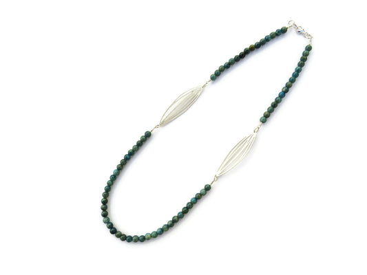 Apatite Beads and Silver Long Necklace | KimyaJoyas