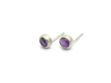 Tiny Amethyst Stud Silver Earrings | KimyaJoyas