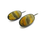 Bumble Bee Jasper Earrings in Oxidized Silver | KimyaJoyas