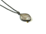 Rutile Quartz Pendant in Oxidized Silver and Gold | KimyaJoyas