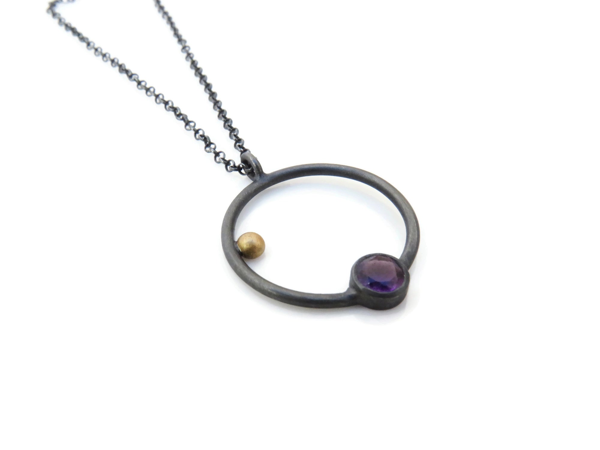 Amethyst Silver and Gold Pendant | KimyaJoyas