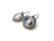 Pearl Silver Dangle Earrings with Embossed Pattern | KimyaJoyas