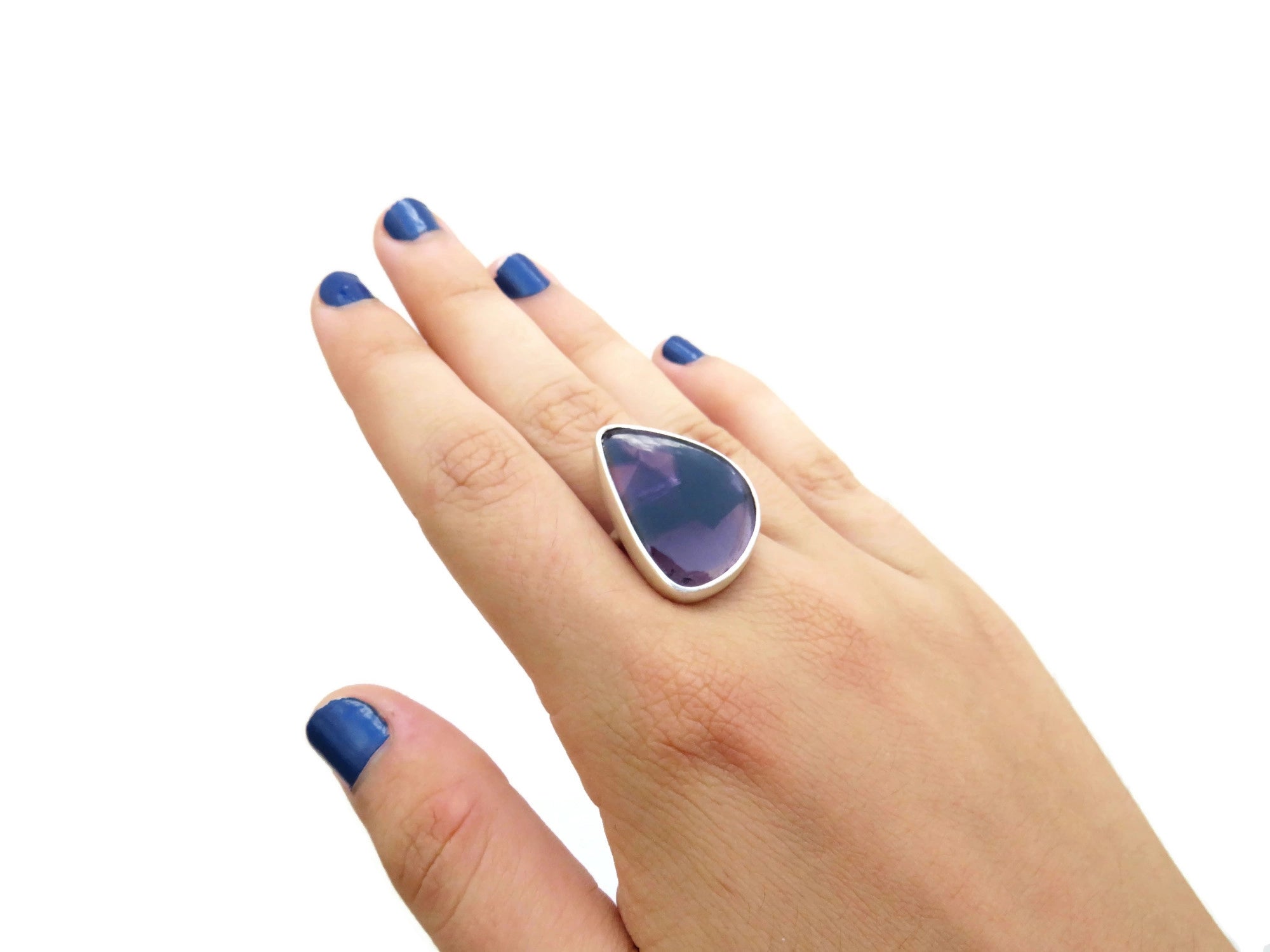 Amethyst Matte Silver Ring - Trapiche Amethyst | KimyaJoyas