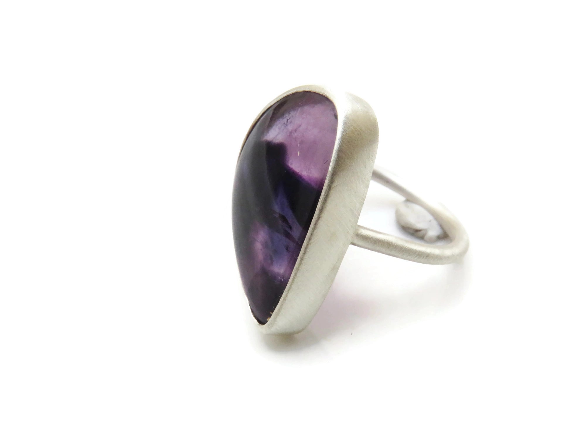 Amethyst Matte Silver Ring - Trapiche Amethyst | KimyaJoyas