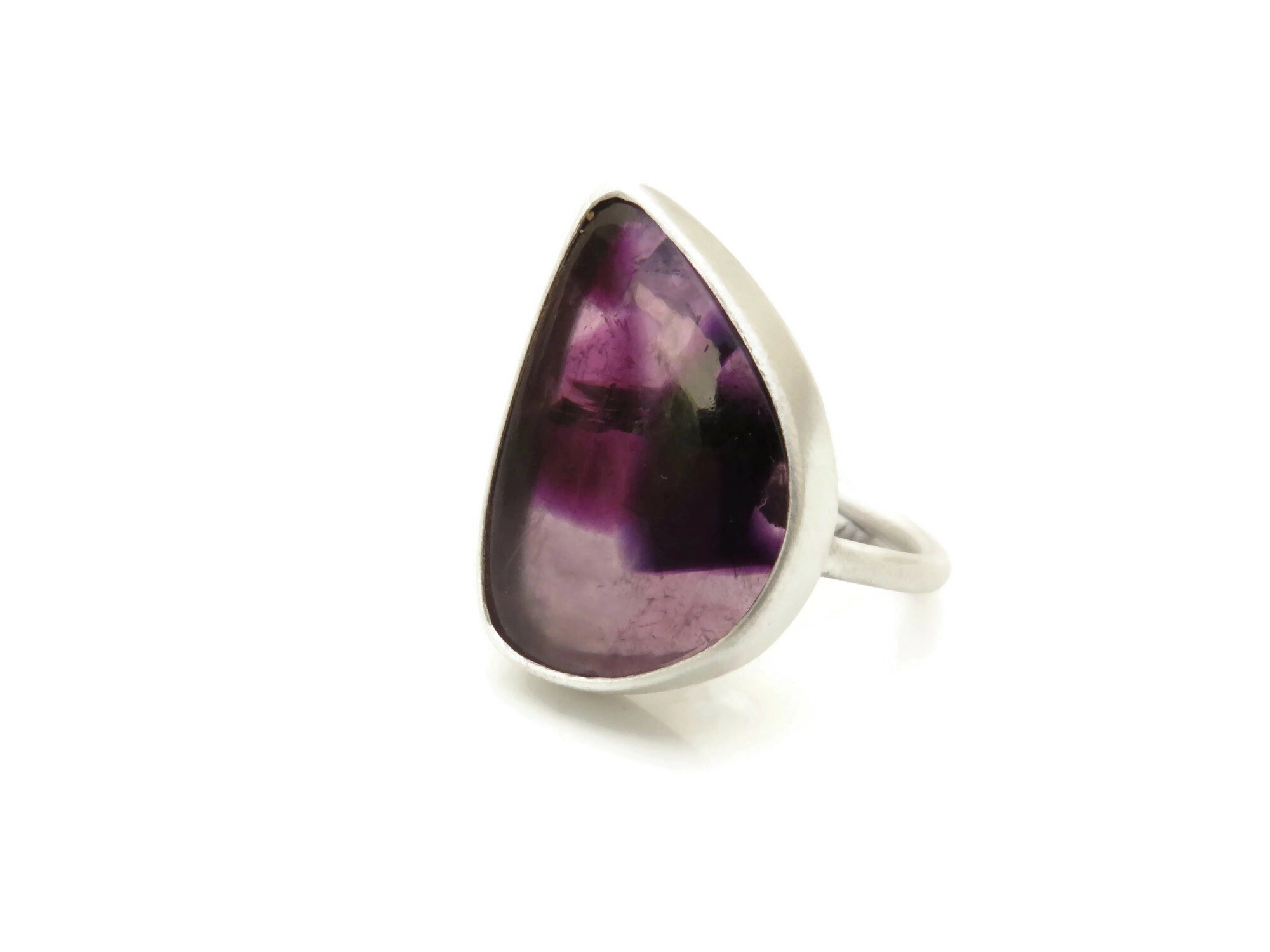 Amethyst Matte Silver Ring - Trapiche Amethyst | KimyaJoyas