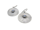 Moonstone Circular Silver Dangle Earrings | KimyaJoyas