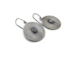 Moonstone Circular Silver Dangle Earrings | KimyaJoyas