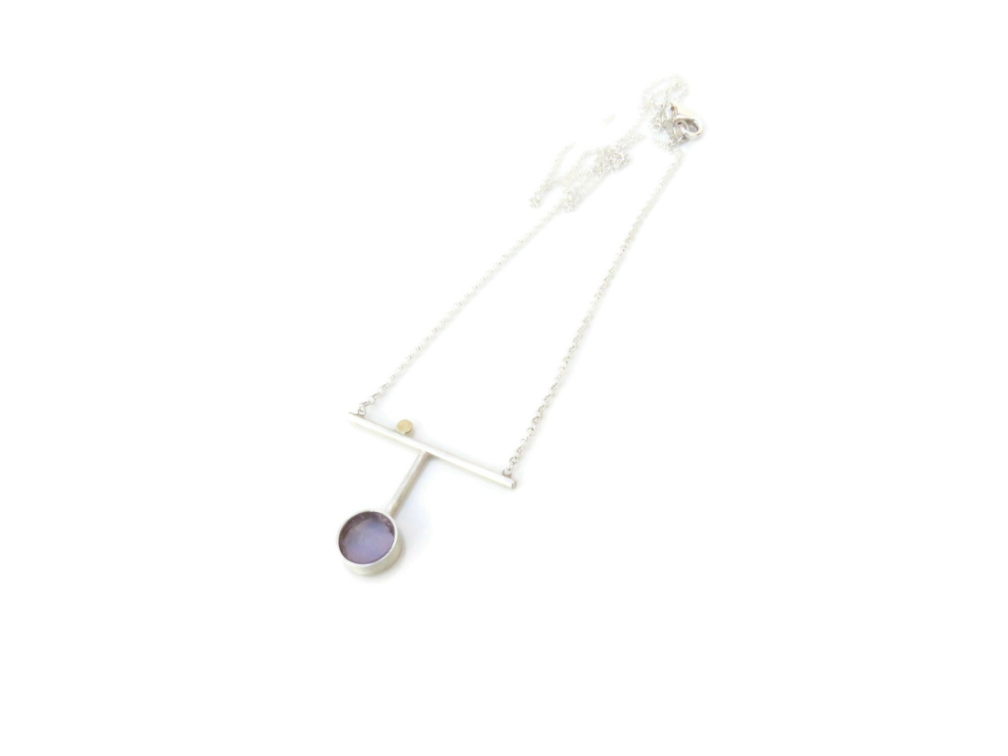 Necklace with Rough Amethyst in Silver and Gold | KimyaJoyas