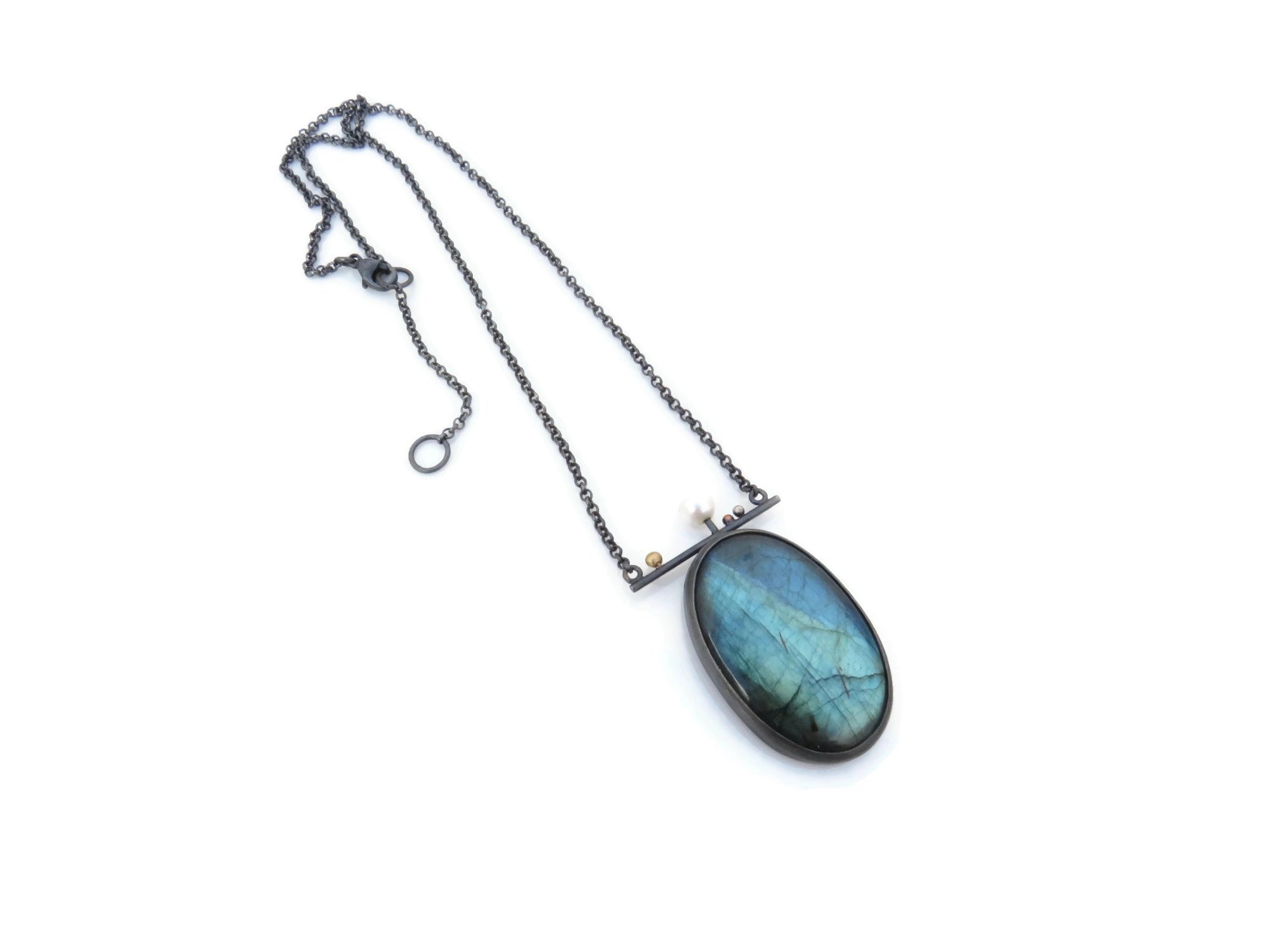 Labradorite Necklace in Oxidized Silver | KimyaJoyas