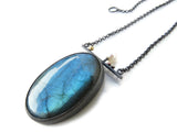 Labradorite Necklace in Oxidized Silver | KimyaJoyas