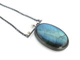 Labradorite Necklace in Oxidized Silver | KimyaJoyas