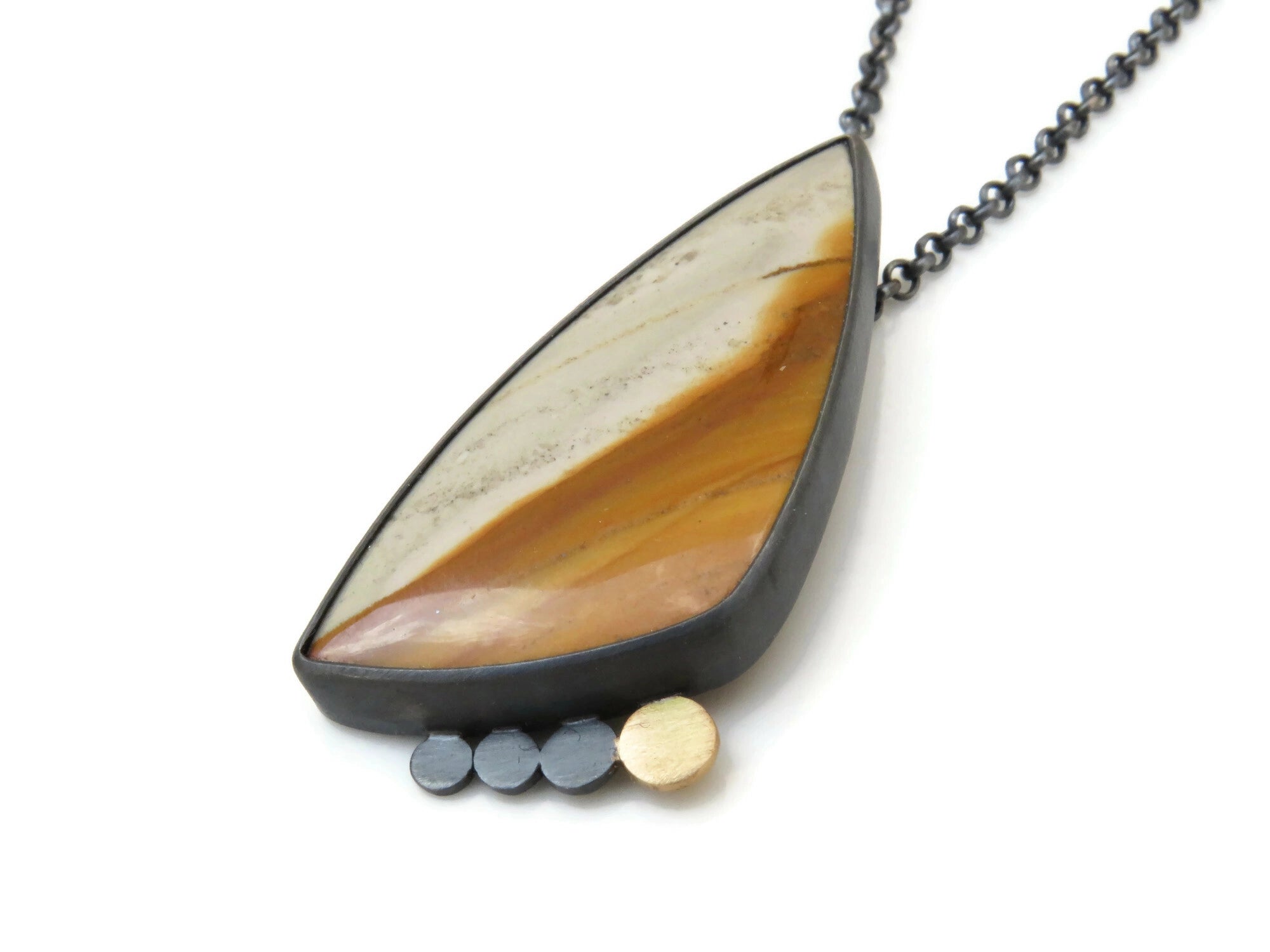 Polychrome Jasper Pendant in Oxidized Silver | KimyaJoyas

