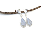 White Agate Earrings with Pearls in Silver | KimyaJoyas

