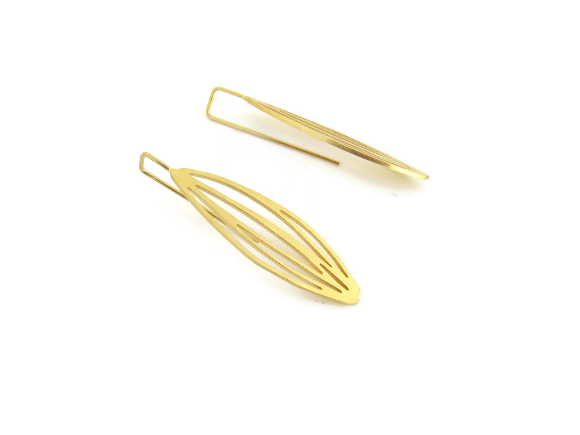 Long Botanical Gold Plated Dangle Earrings