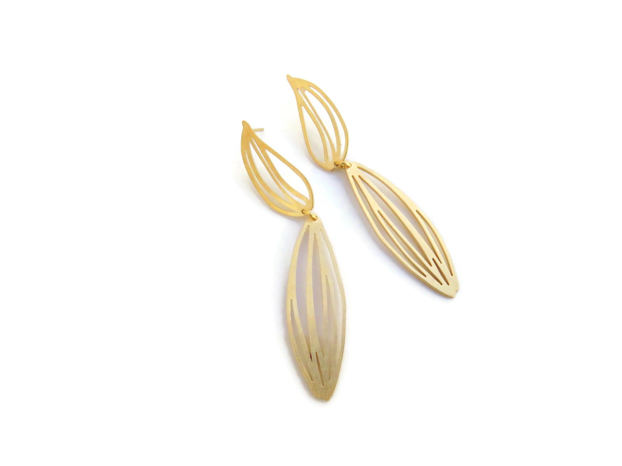 Long Double Gold Plated Earrings
