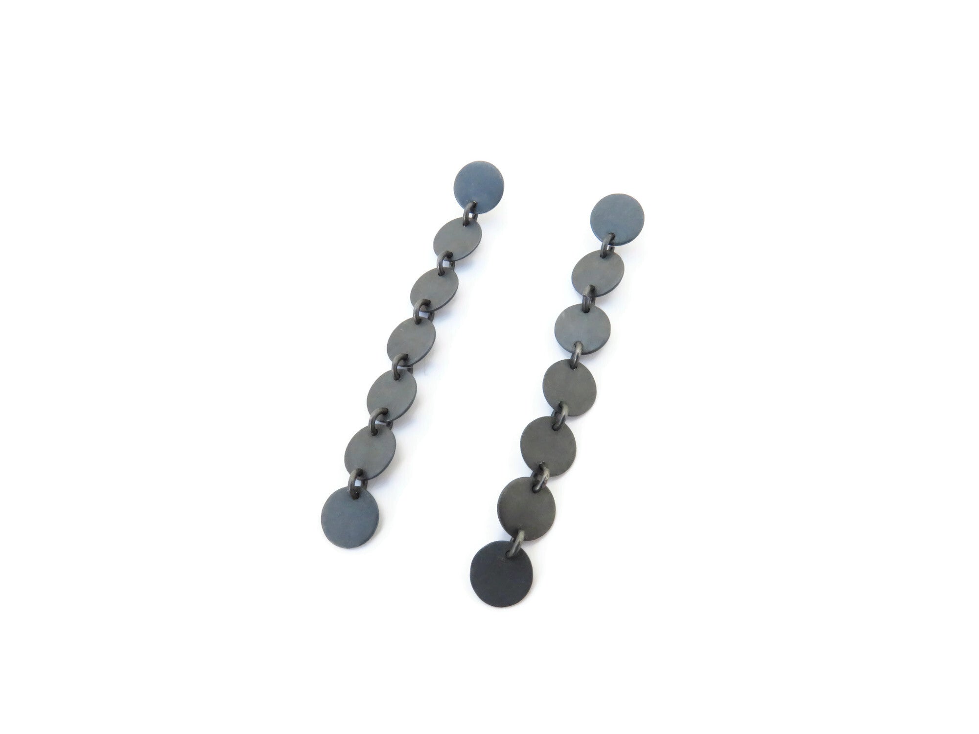 Long Hanging Earrings in Oxidized Silver | KimyaJoyas