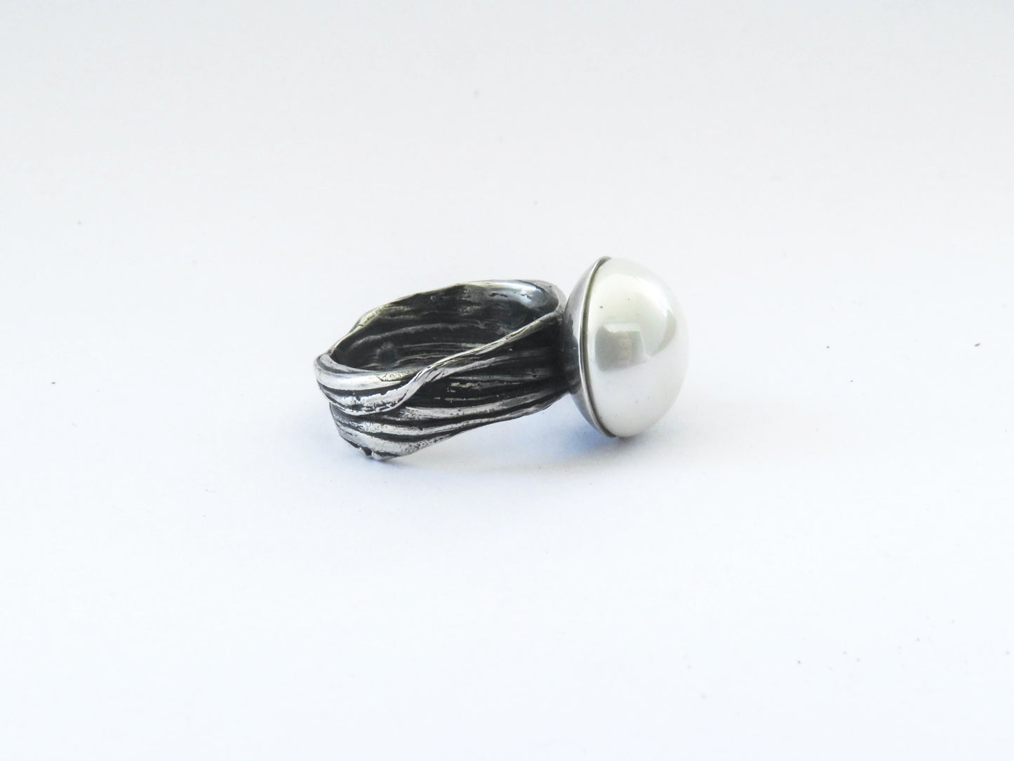 Mabe Pearl Ring in Organic Silver