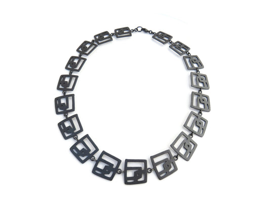 Modernist Oxidized Silver Necklace | KimyaJoyas