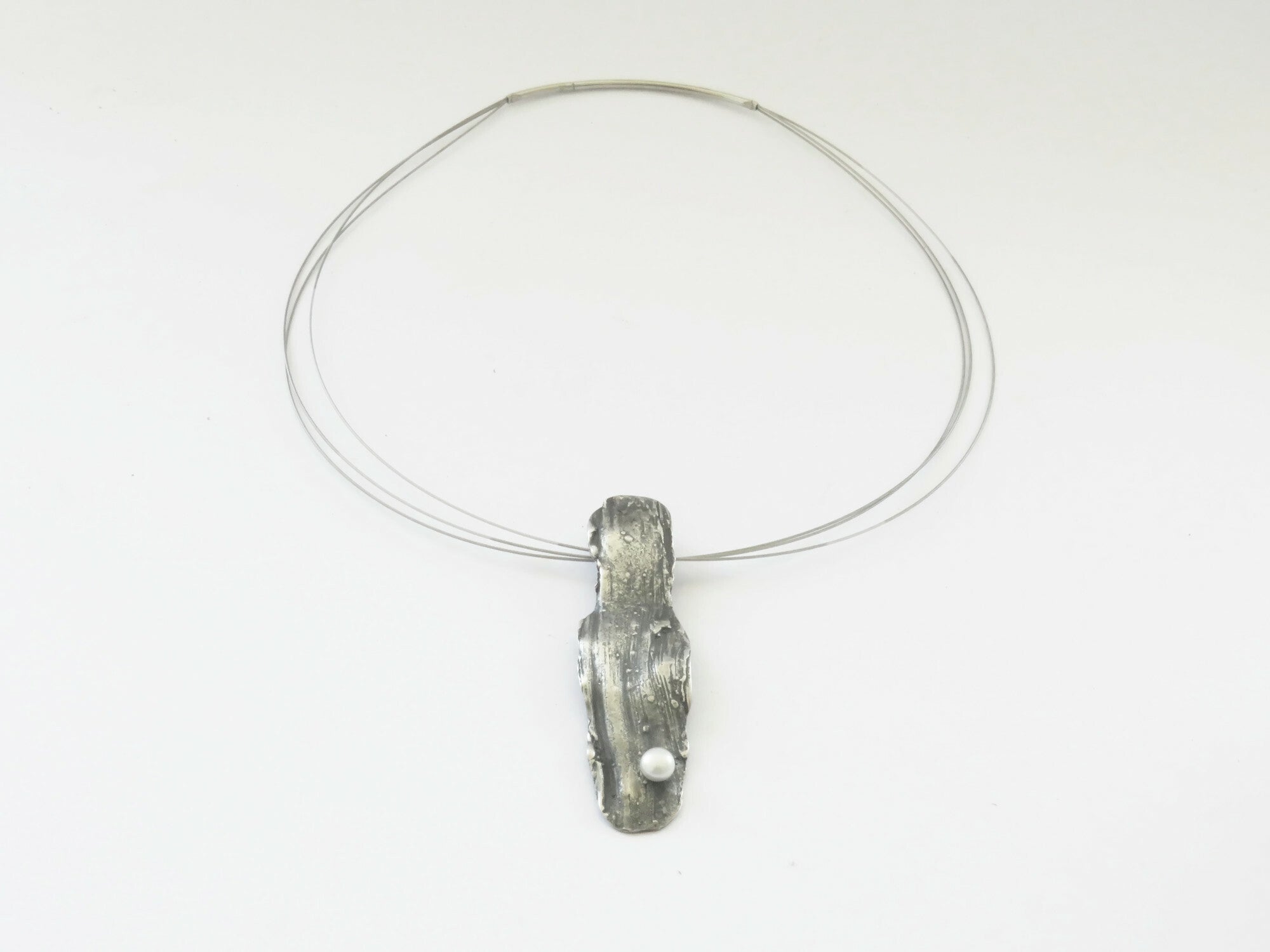 Natural Pattern Pearl Silver Pendant - KimyaJoyas