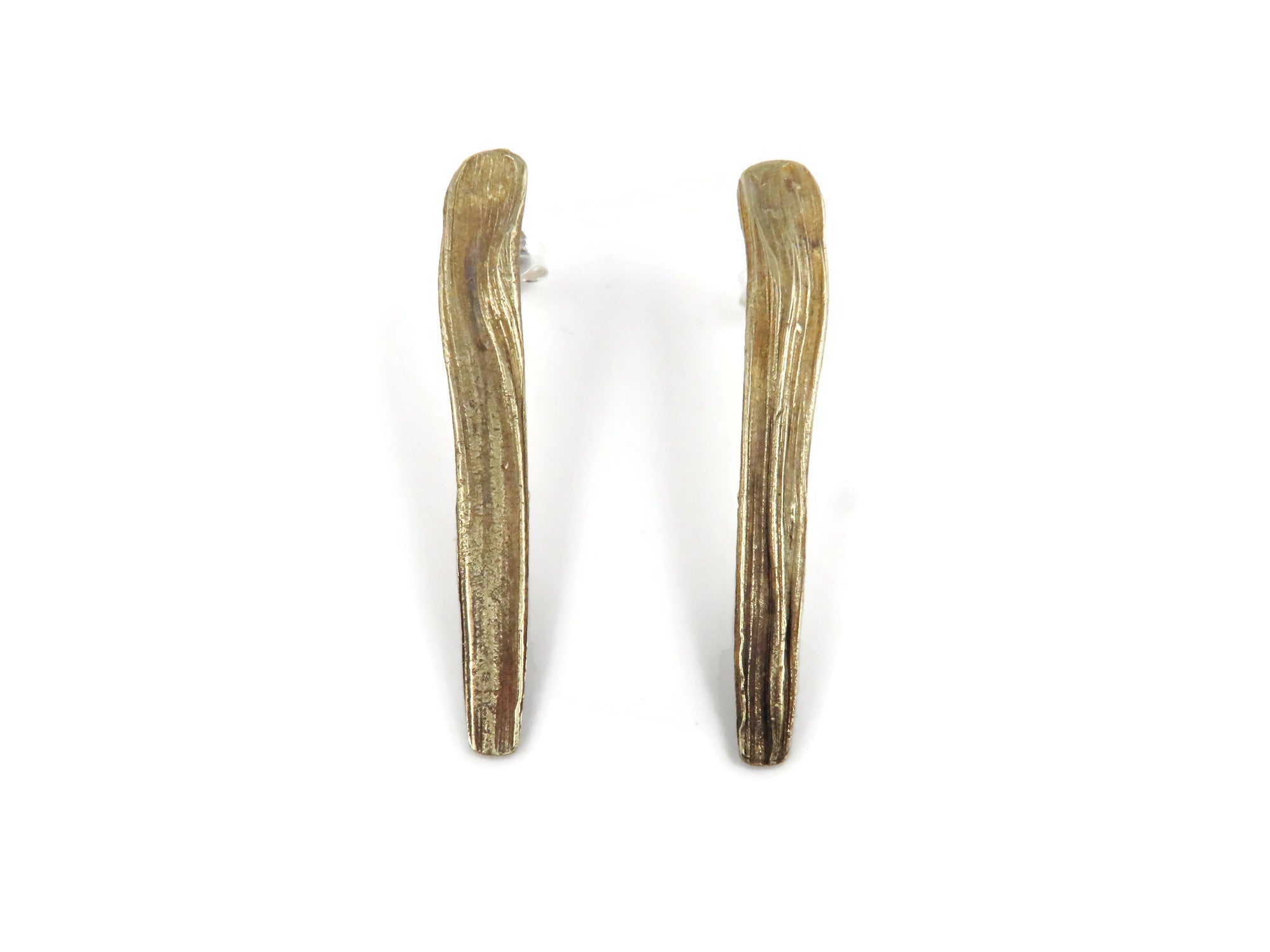 Organic Bronze Stud Earrings - KimyaJoyas