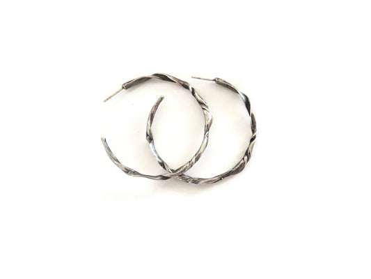 Organic Silver Hoops Earrings