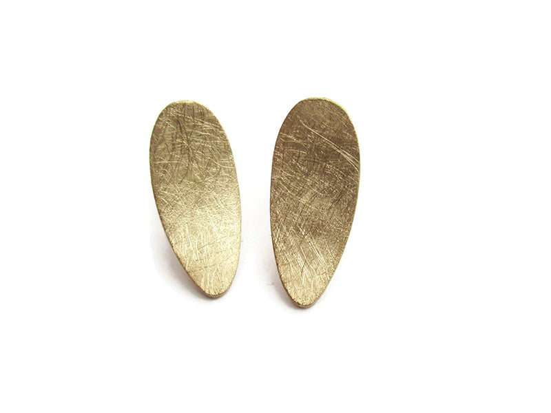 Gold Plated Oval Stud Silver Earrings