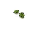 Raw Peridot Oxidized Silver Stud Earrings