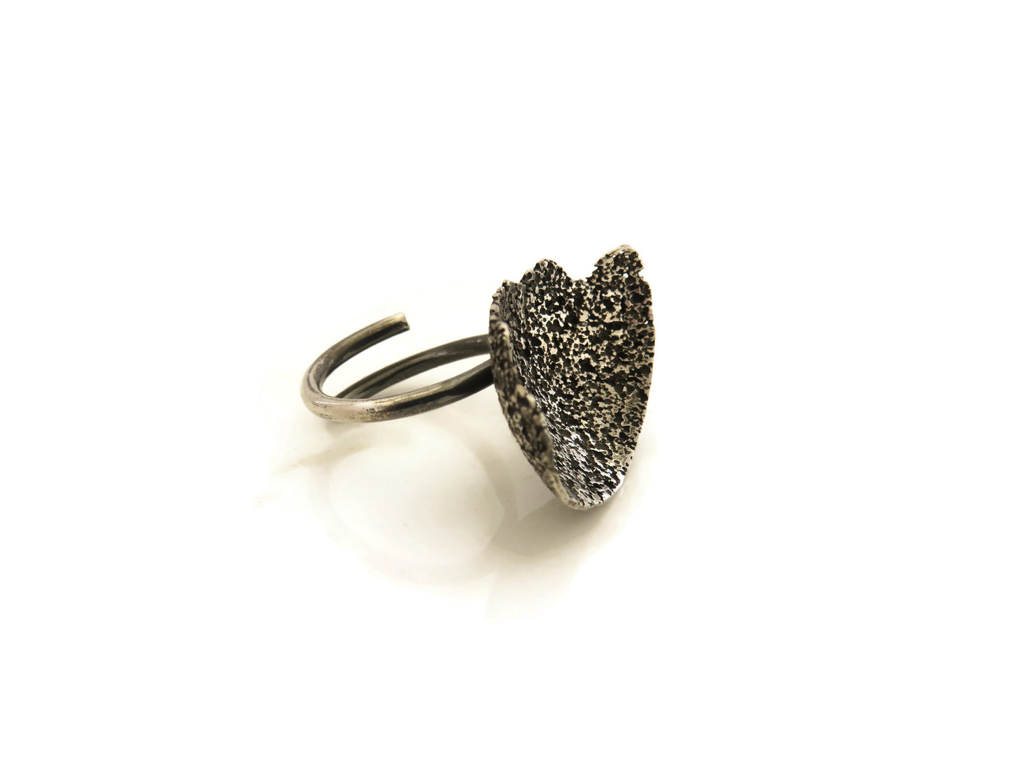 Rustic Texture Adjustable Silver Ring