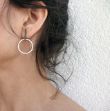 White Enamel Hoops Earrings
