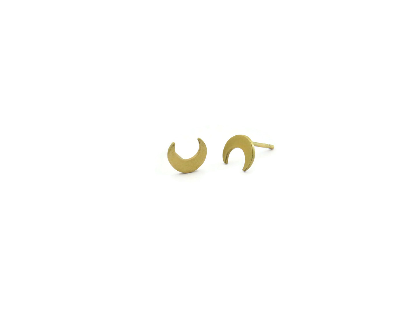 Tiny Gold Plated Moon Stud Earrings