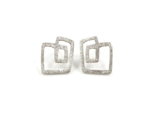 Abstract Silver Stud Earrings KimyaJoyas