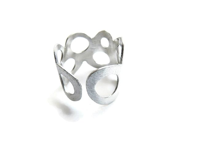 Adjustable Circles Silver Ring - Artistic Silver Rings | KimyaJoyas
