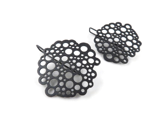 Artistic Circles Oxidized Silver Dangle Earrings