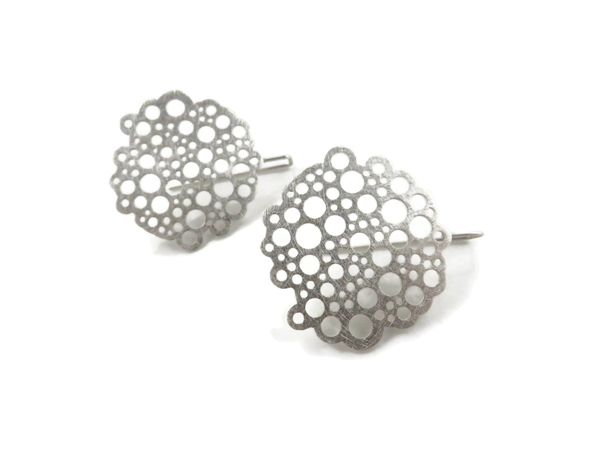 Artistic Circles Silver Dangle Earrings