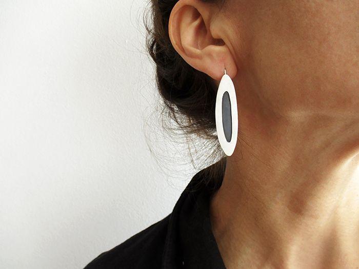 Asymmetrical Silver Dangle Earrings - Unique Jewelry | KimyaJoyas