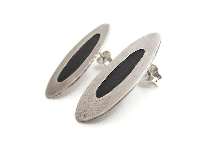 Asymmetrical Silver Stud Earrings - Art Earrings | KimyaJoyas