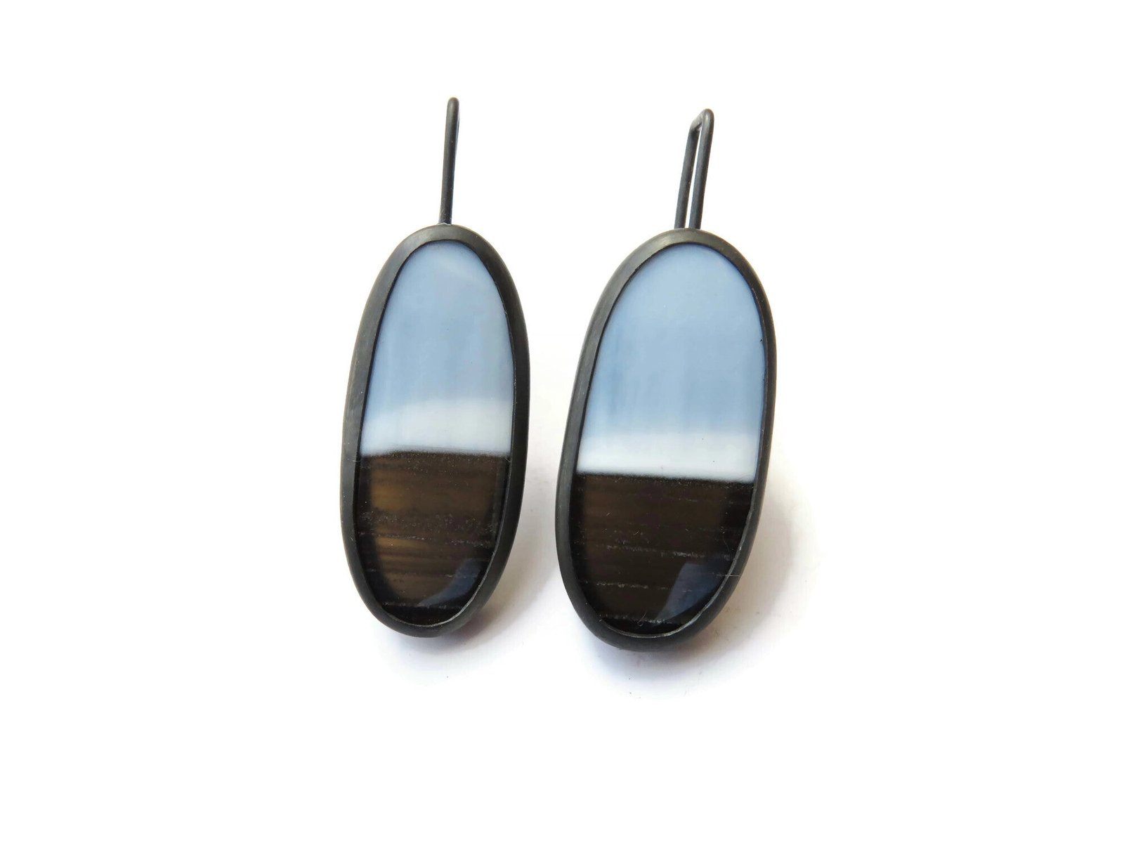 Blue Opal Oxidized Silver Earrings - Ethos KimyaJoyas