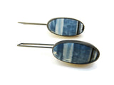Blue Opal Oxidized Silver Earrings - Katortoma KimyaJoyas